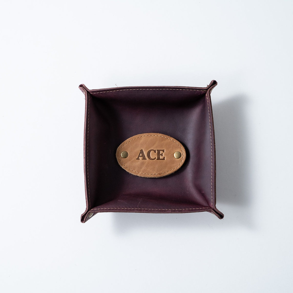 The Monticello Fine Leather Personalized Desk Valet Caddy Tray for Dresser or Office Gift