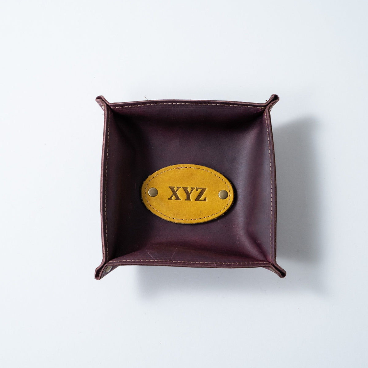 The Monticello Fine Leather Personalized Desk Valet Caddy Tray for Dresser or Office Gift