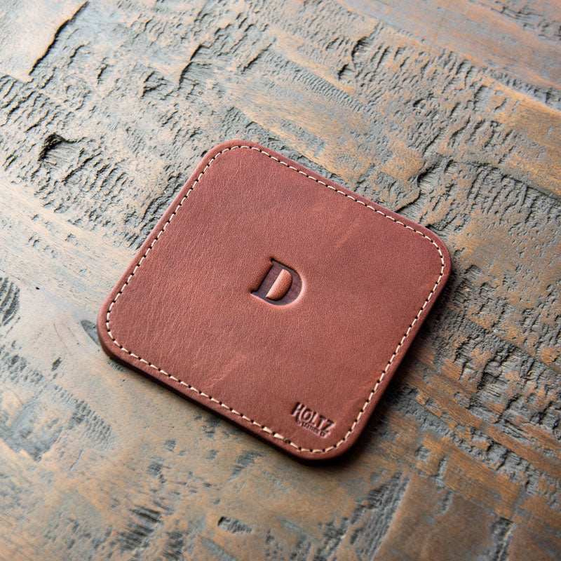 The Ranch House Personalized Fine Leather Coaster Set of 4 Coasters