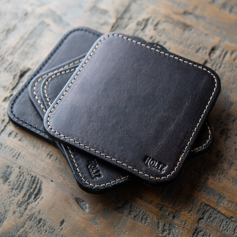 The Ranch House Personalized Fine Leather Coaster Set of 4 Coasters