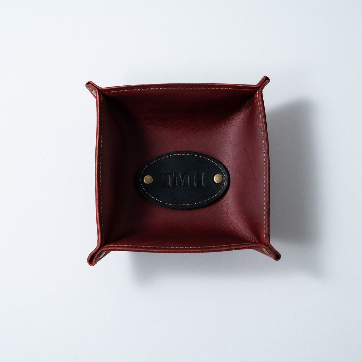 The Monticello Fine Leather Personalized Desk Valet Caddy Tray for Dresser or Office Gift