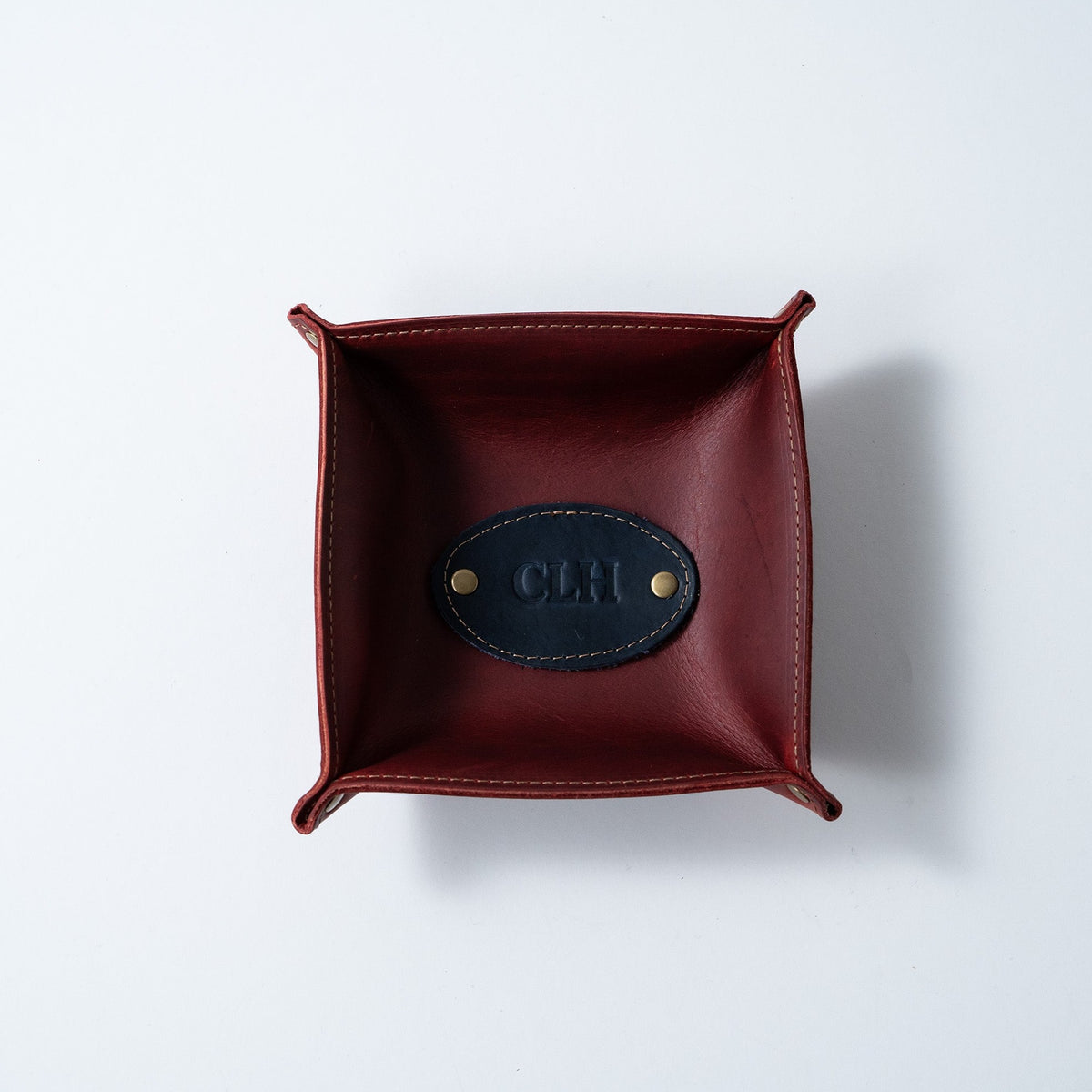 The Monticello Fine Leather Personalized Desk Valet Caddy Tray for Dresser or Office Gift