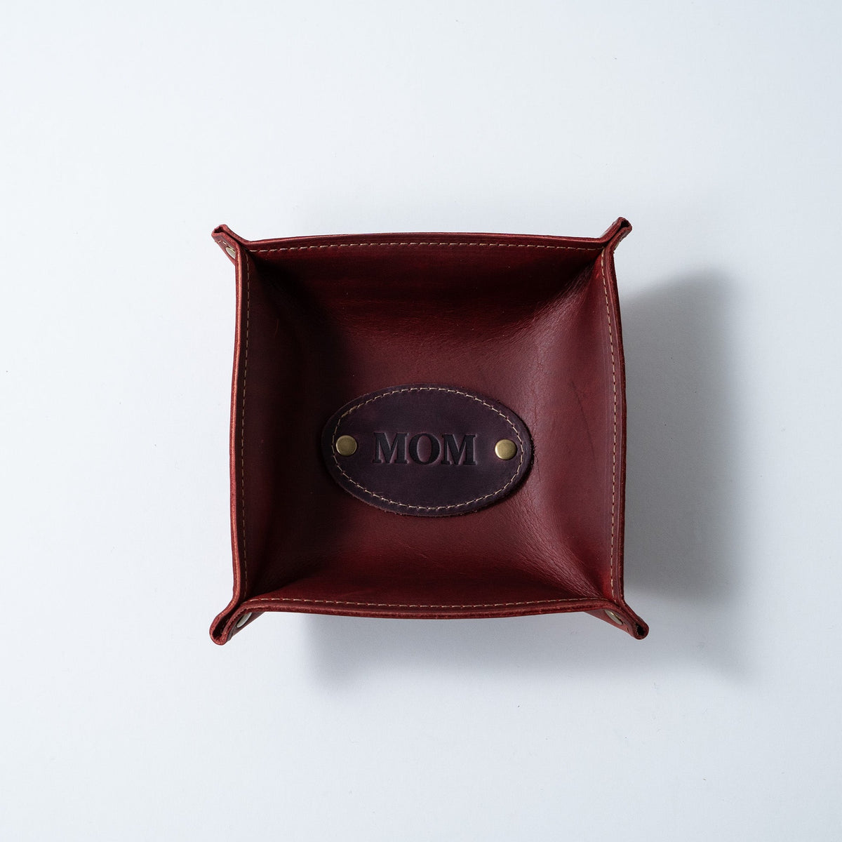 The Monticello Fine Leather Personalized Desk Valet Caddy Tray for Dresser or Office Gift