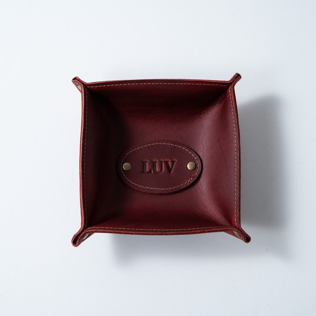 The Monticello Fine Leather Personalized Desk Valet Caddy Tray for Dresser or Office Gift