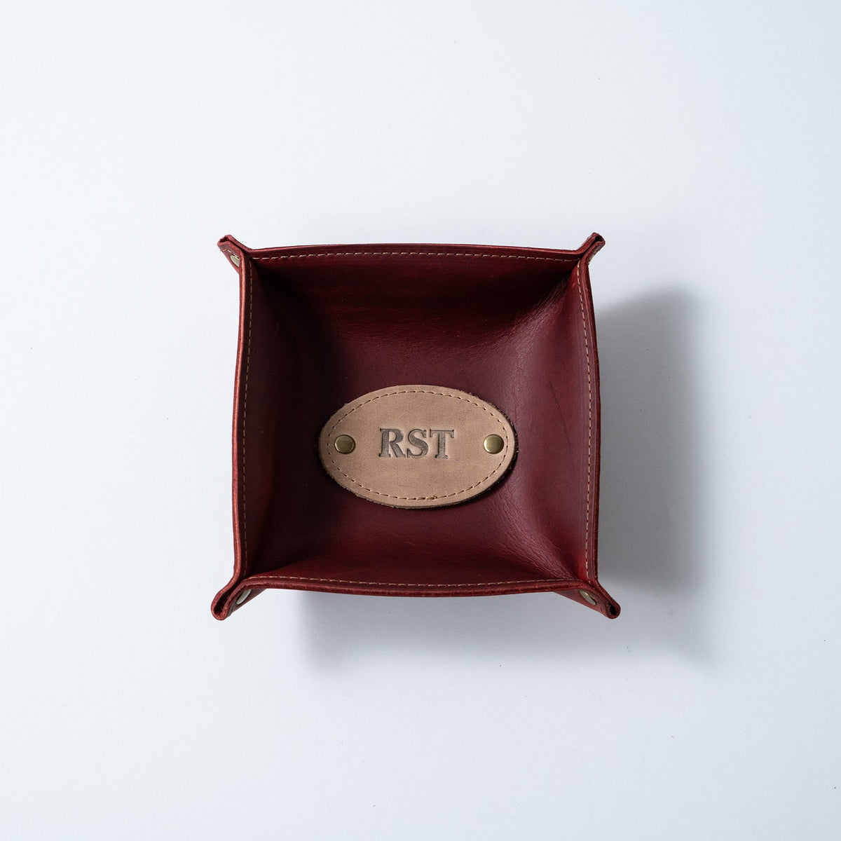 The Monticello Fine Leather Personalized Desk Valet Caddy Tray for Dresser or Office Gift