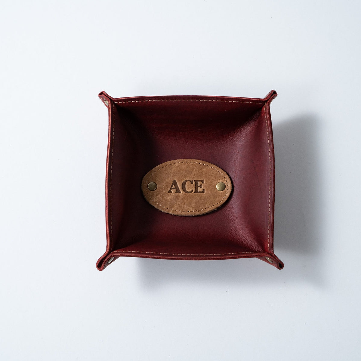 The Monticello Fine Leather Personalized Desk Valet Caddy Tray for Dresser or Office Gift