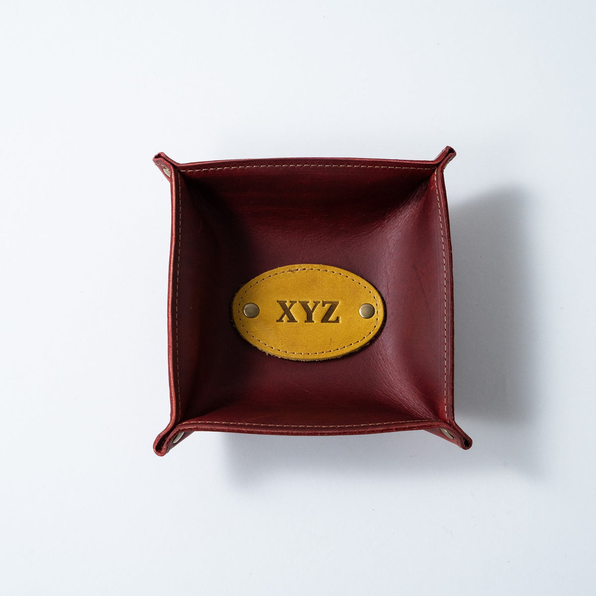 The Monticello Fine Leather Personalized Desk Valet Caddy Tray for Dresser or Office Gift