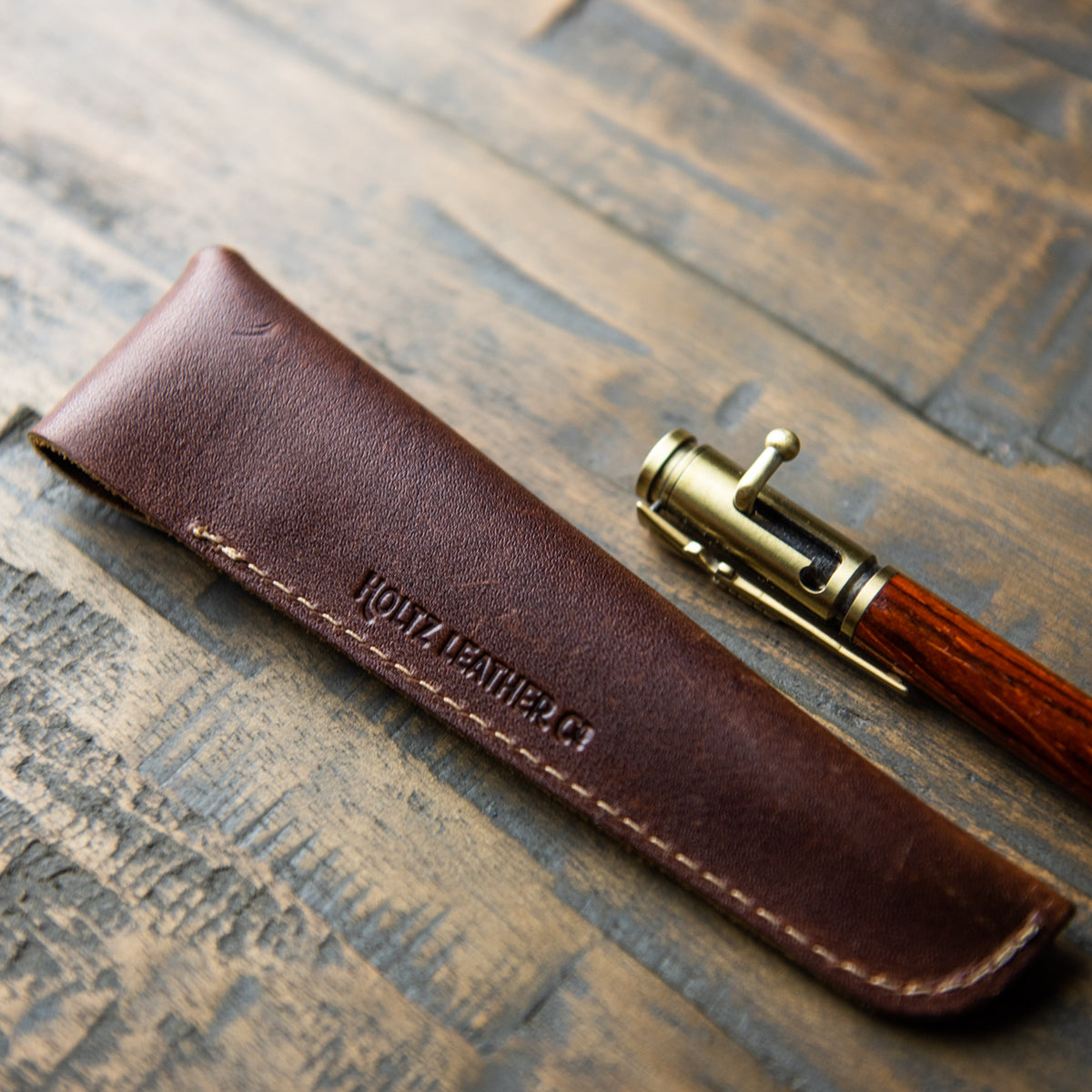 Hand-Turned Rose Wood .30 Caliber Bolt Action Pen + Pen Sleeve