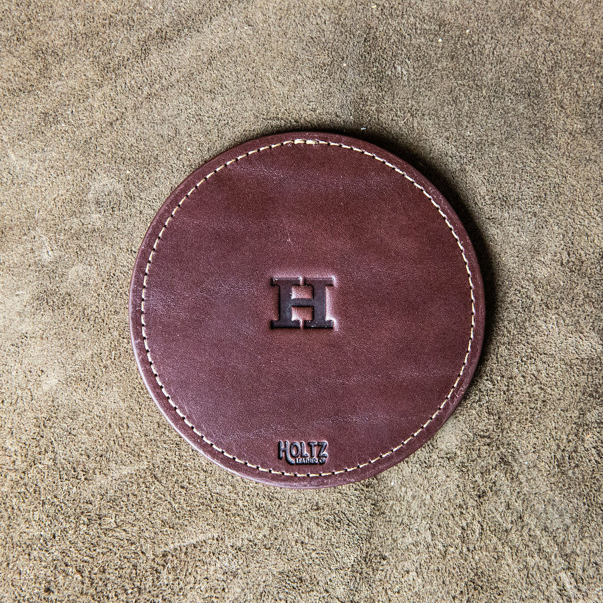 The Farm House Circle Personalized Fine Leather Coaster Set of 4 Coasters