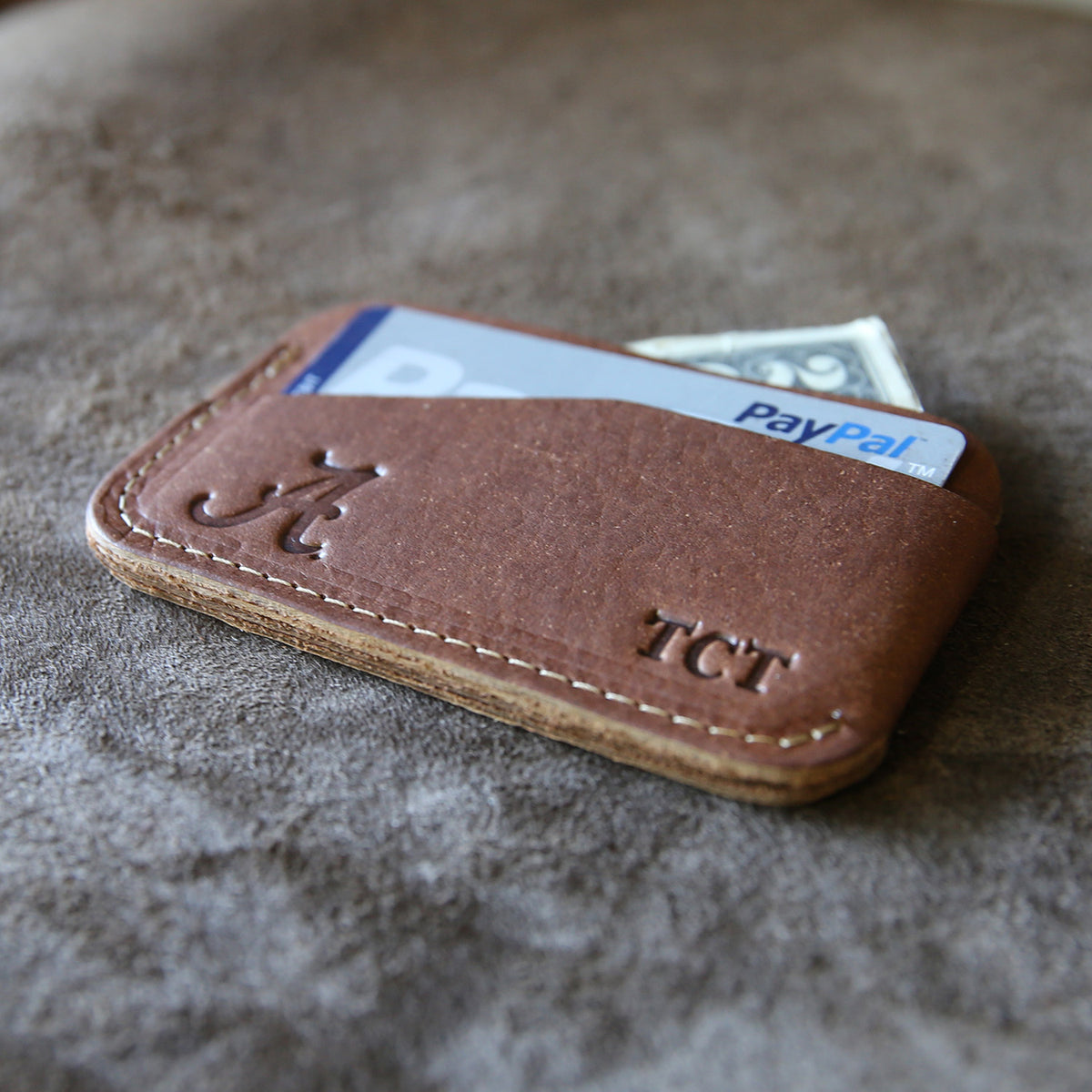 The Officially Licensed Alabama Charleston Personalized Fine Leather Triple Sleeve Front Pocket Wallet