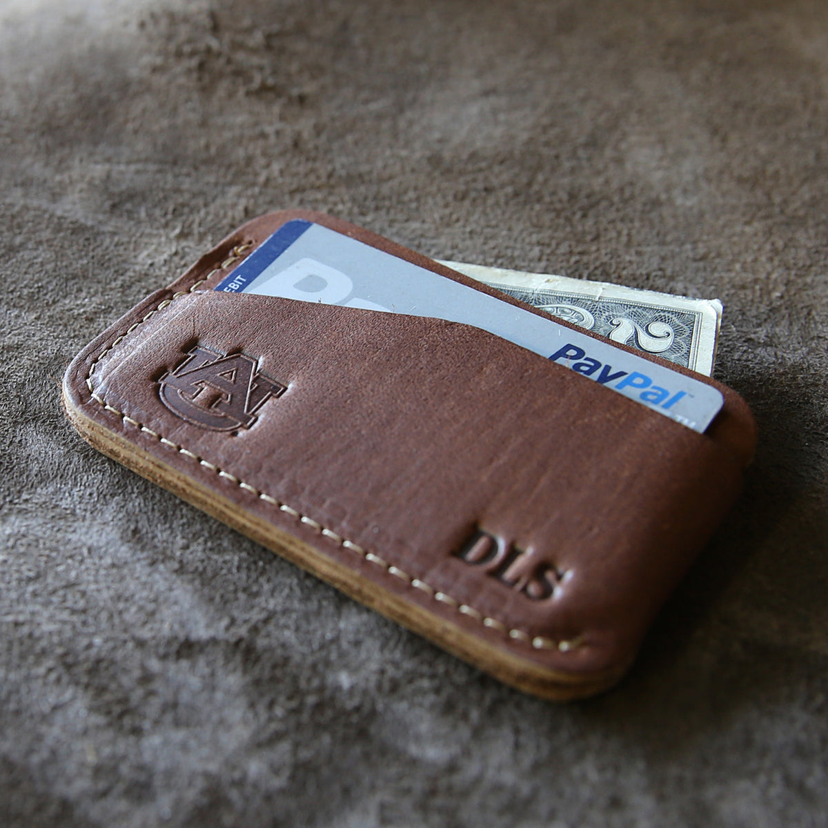 The Officially Licensed Auburn Charleston Personalized Fine Leather Triple Sleeve Front Pocket Wallet