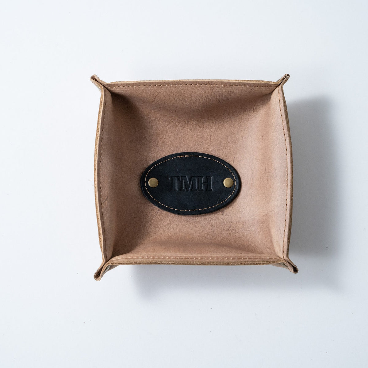 The Monticello Fine Leather Personalized Desk Valet Caddy Tray for Dresser or Office Gift