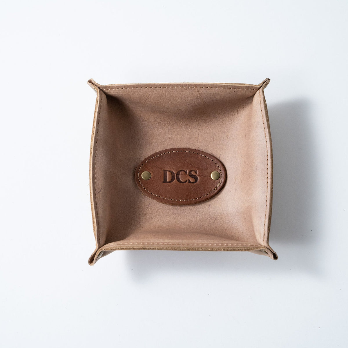 The Monticello Fine Leather Personalized Desk Valet Caddy Tray for Dresser or Office Gift