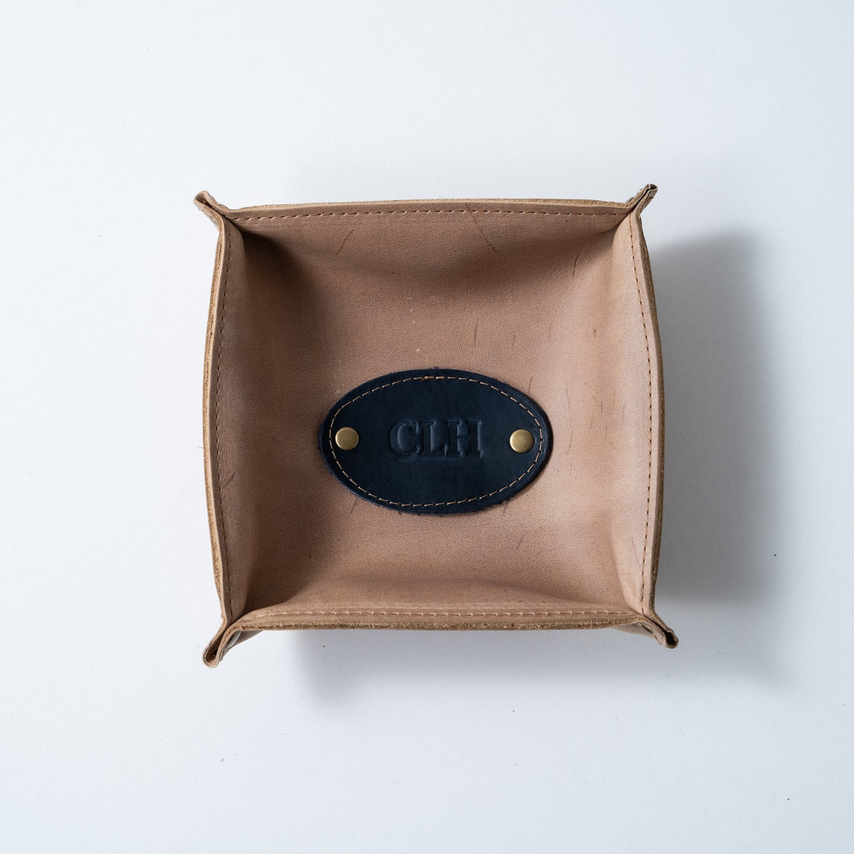 The Monticello Fine Leather Personalized Desk Valet Caddy Tray for Dresser or Office Gift