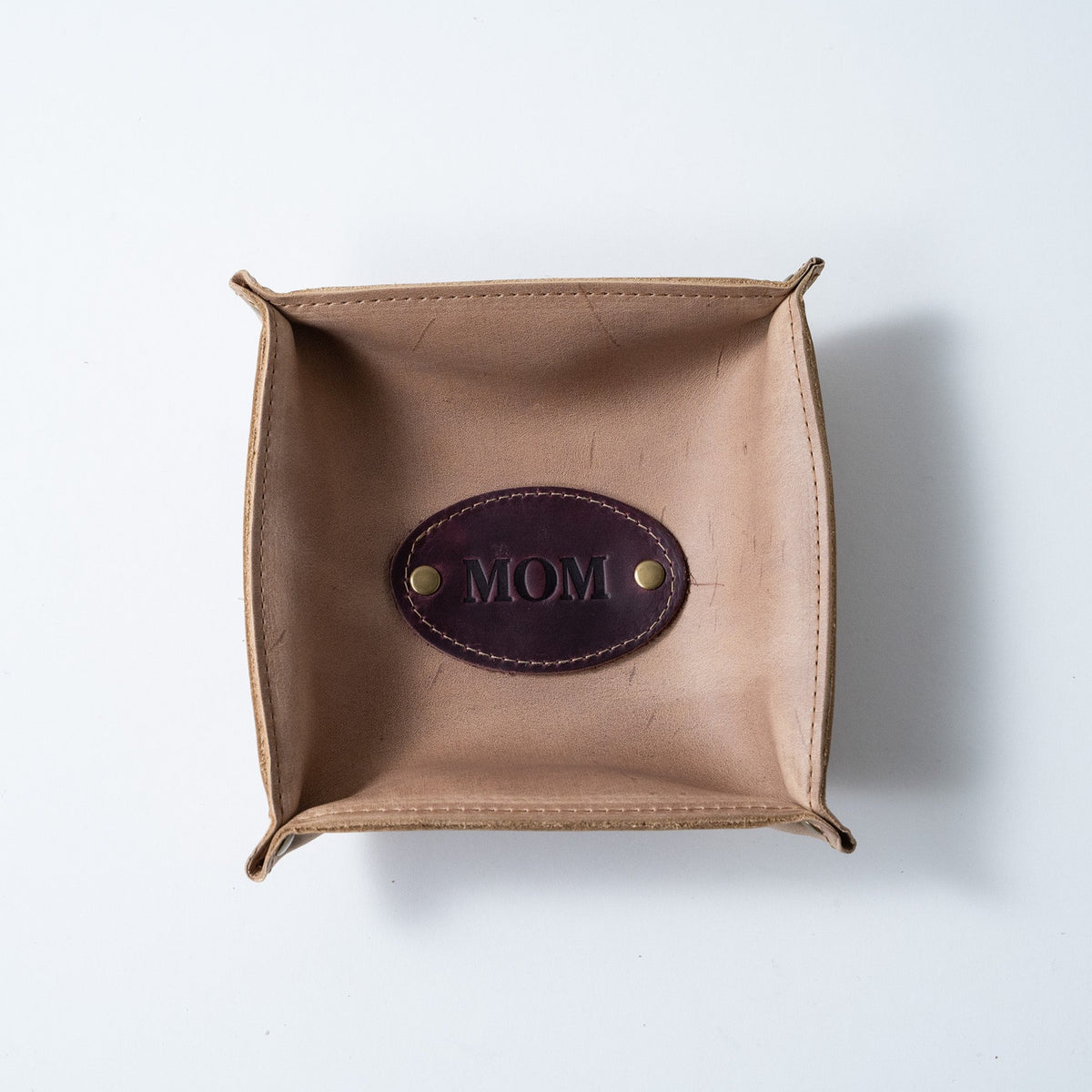 The Monticello Fine Leather Personalized Desk Valet Caddy Tray for Dresser or Office Gift