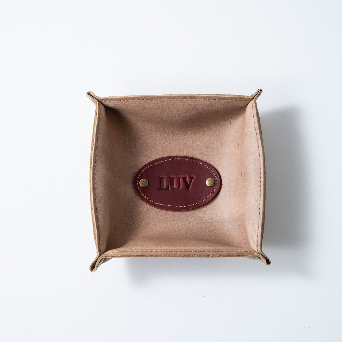 The Monticello Fine Leather Personalized Desk Valet Caddy Tray for Dresser or Office Gift