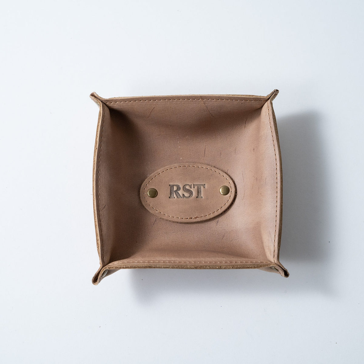 The Monticello Fine Leather Personalized Desk Valet Caddy Tray for Dresser or Office Gift