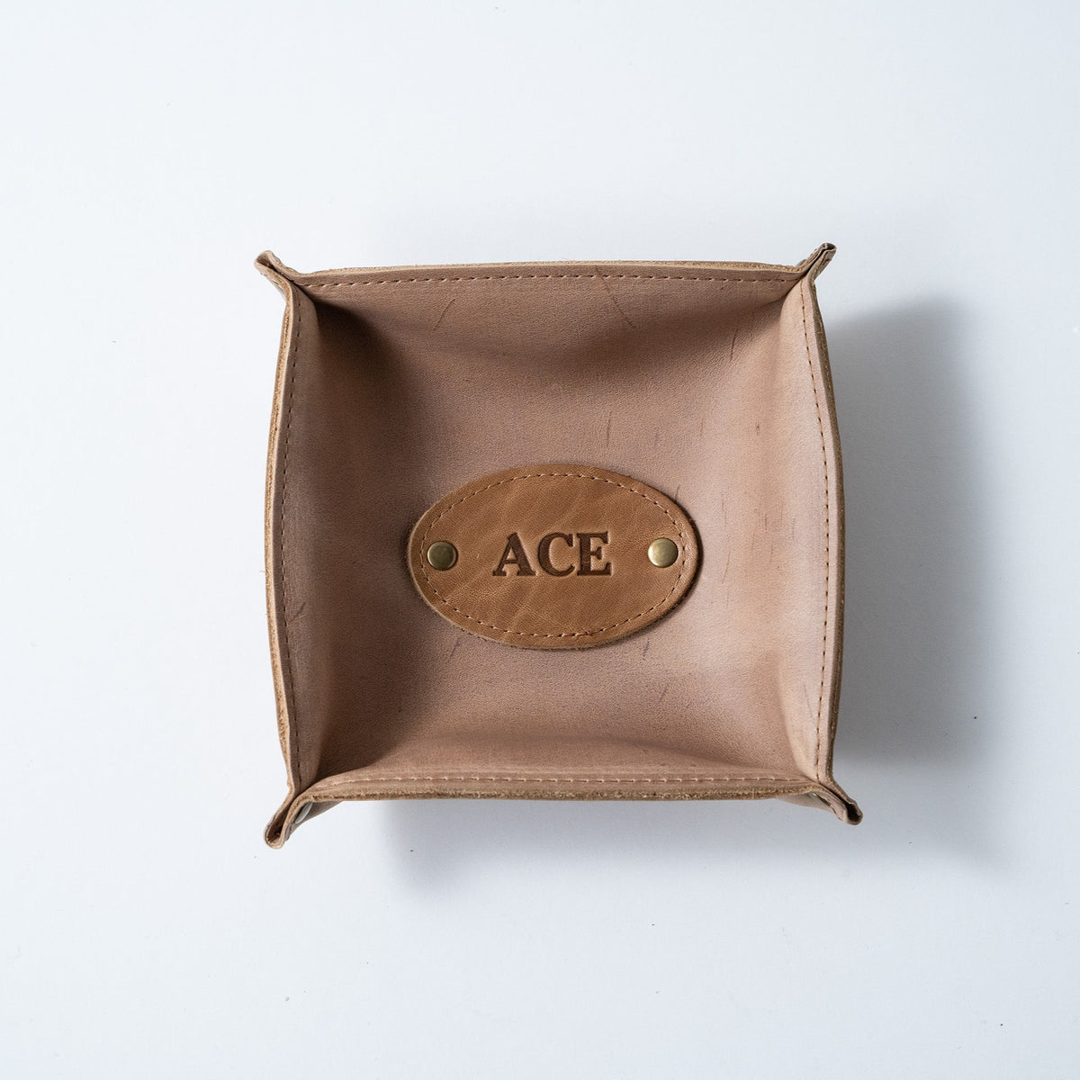 The Monticello Fine Leather Personalized Desk Valet Caddy Tray for Dresser or Office Gift