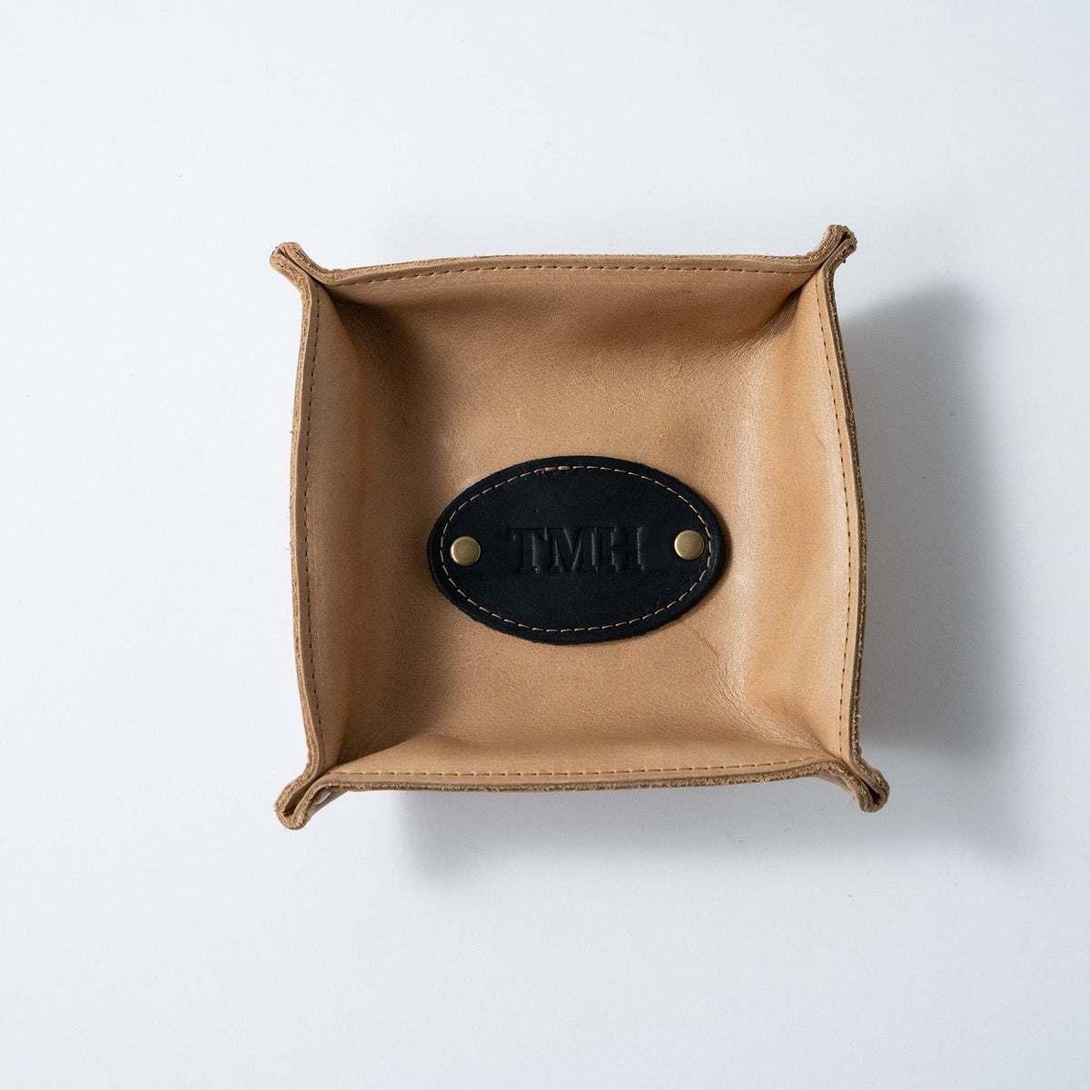 The Monticello Fine Leather Personalized Desk Valet Caddy Tray for Dresser or Office Gift