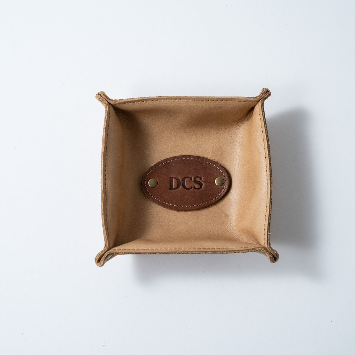 The Monticello Fine Leather Personalized Desk Valet Caddy Tray for Dresser or Office Gift