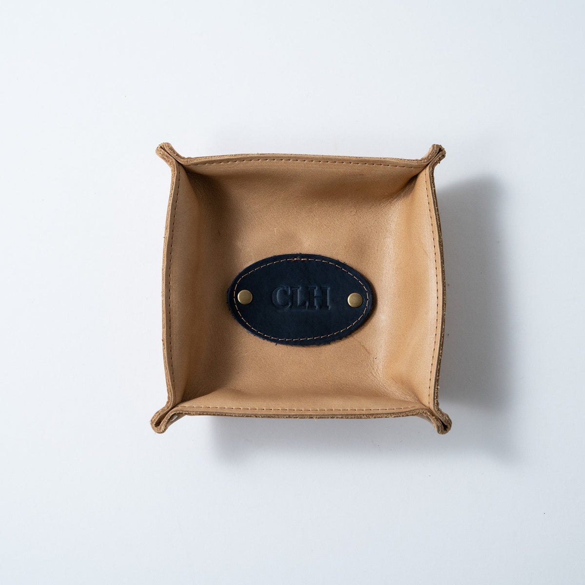 The Monticello Fine Leather Personalized Desk Valet Caddy Tray for Dresser or Office Gift