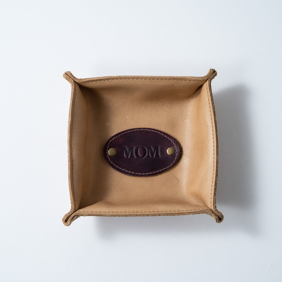 The Monticello Fine Leather Personalized Desk Valet Caddy Tray for Dresser or Office Gift