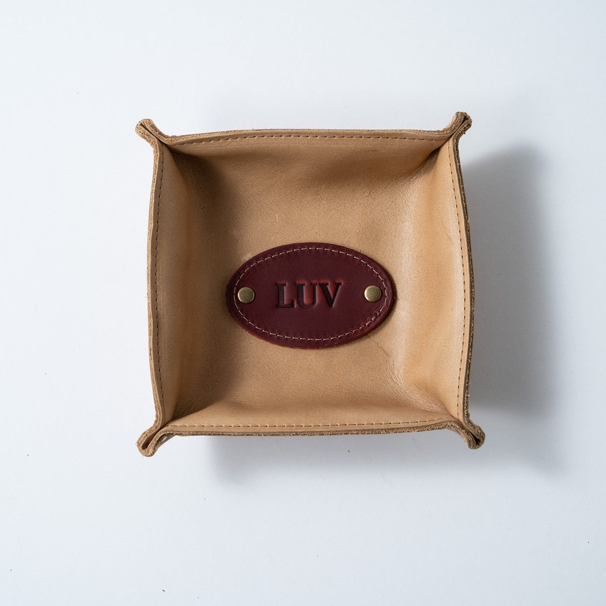 The Monticello Fine Leather Personalized Desk Valet Caddy Tray for Dresser or Office Gift