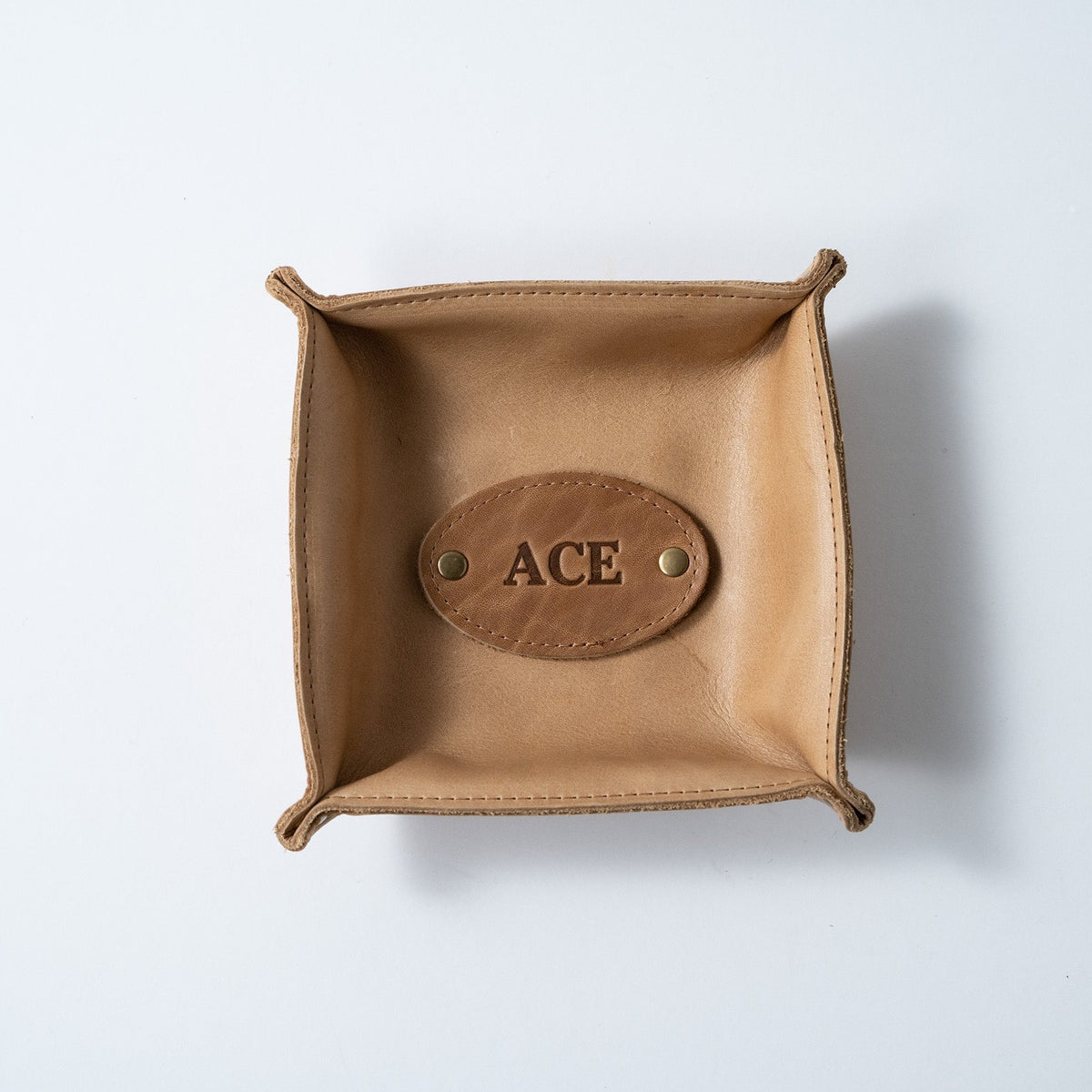 The Monticello Fine Leather Personalized Desk Valet Caddy Tray for Dresser or Office Gift