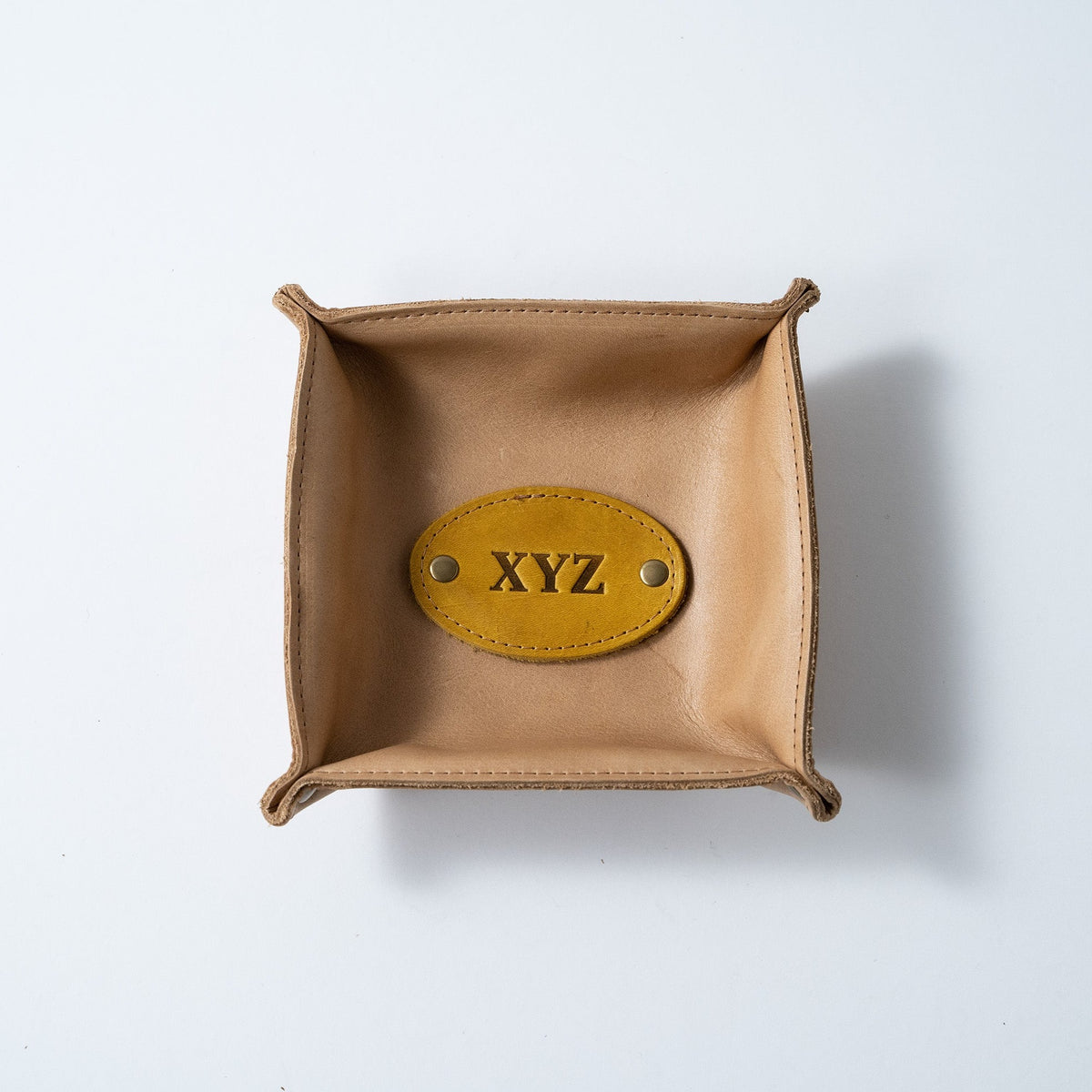 The Monticello Fine Leather Personalized Desk Valet Caddy Tray for Dresser or Office Gift