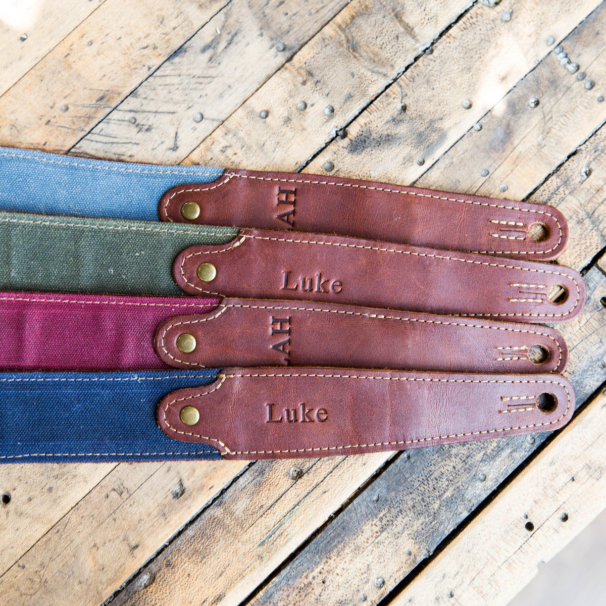 The Hill Fine Leather and Canvas Personalized Guitar Strap