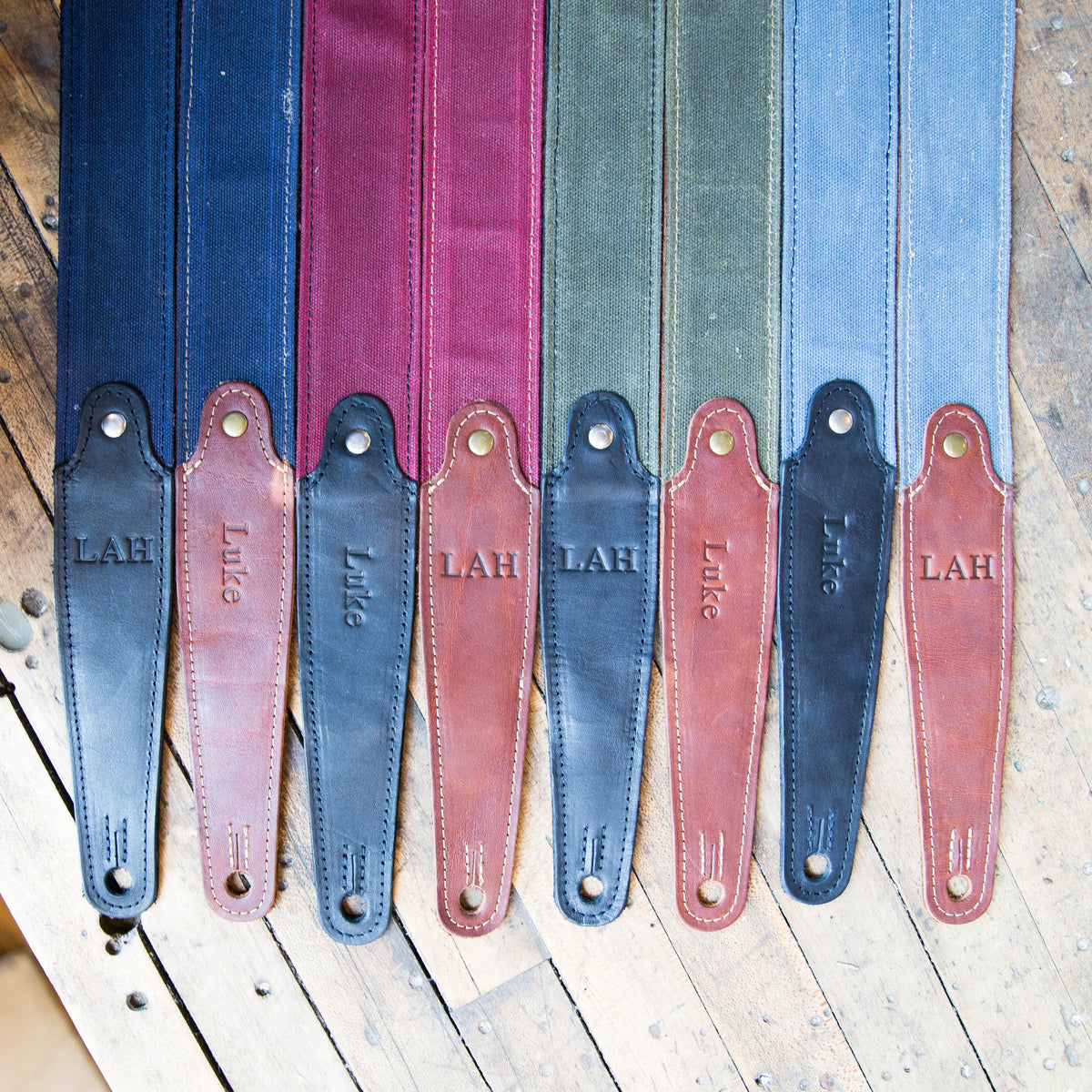 The Hill Fine Leather and Canvas Personalized Guitar Strap