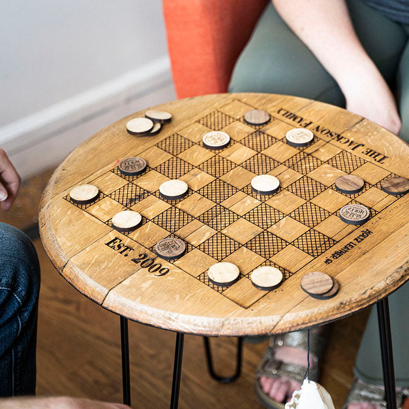 Personalized Tennessee Whiskey Barrel Checkerboard Game Table Set