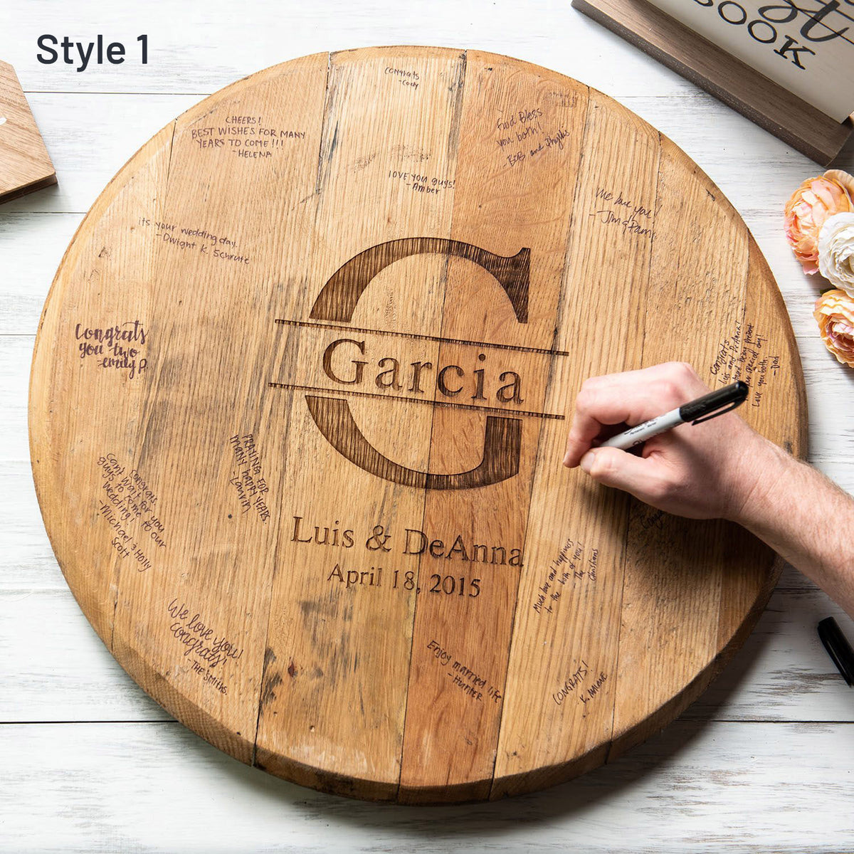 Personalized Tennessee Whiskey Barrel Head Wedding Guestbook Welcome Sign