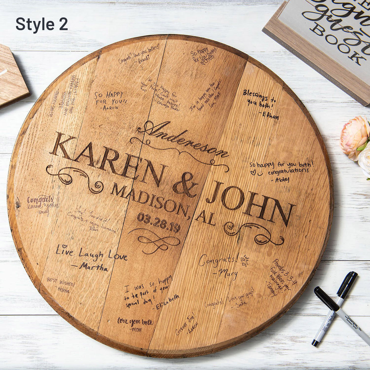 Personalized Tennessee Whiskey Barrel Head Wood Sign - Wedding Welcome Sign or Farmhouse Home Decor