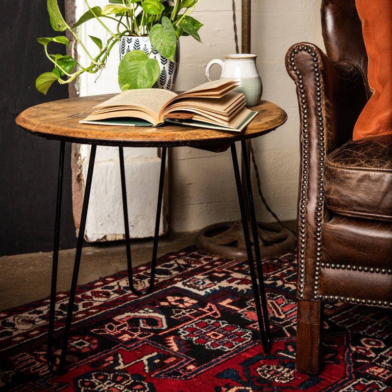 Your Logo + Our Barrel Heads - Tennessee Whiskey Barrel Side Table - Custom Logo and Corporate Gifting
