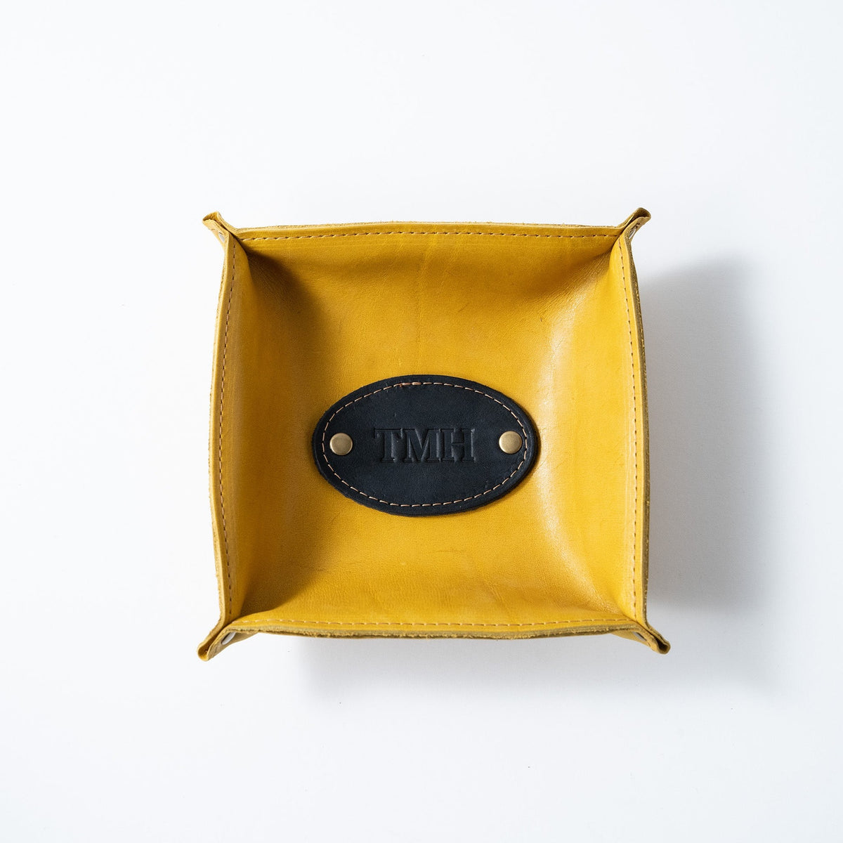 The Monticello Fine Leather Personalized Desk Valet Caddy Tray for Dresser or Office Gift