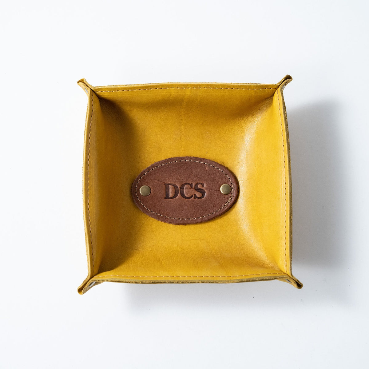 The Monticello Fine Leather Personalized Desk Valet Caddy Tray for Dresser or Office Gift