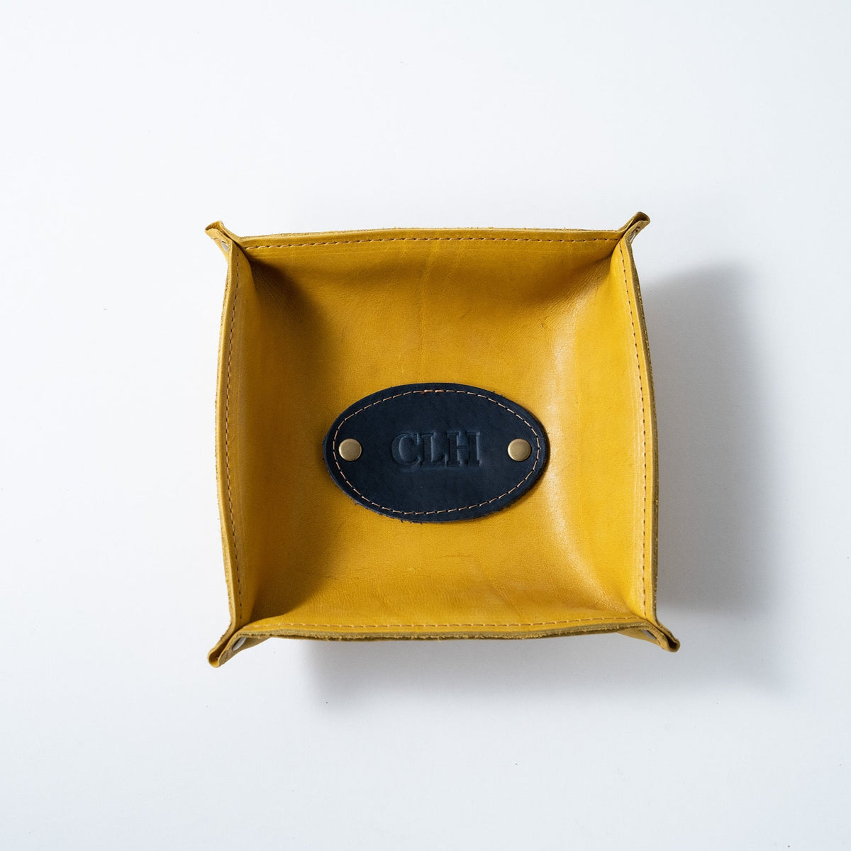 The Monticello Fine Leather Personalized Desk Valet Caddy Tray for Dresser or Office Gift