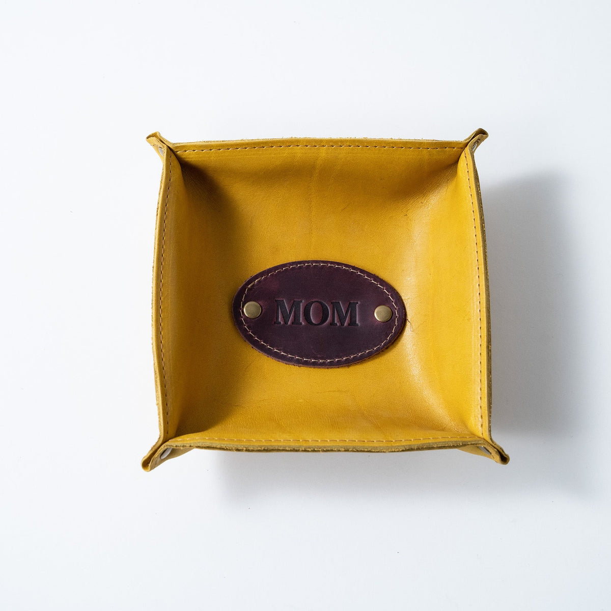 The Monticello Fine Leather Personalized Desk Valet Caddy Tray for Dresser or Office Gift