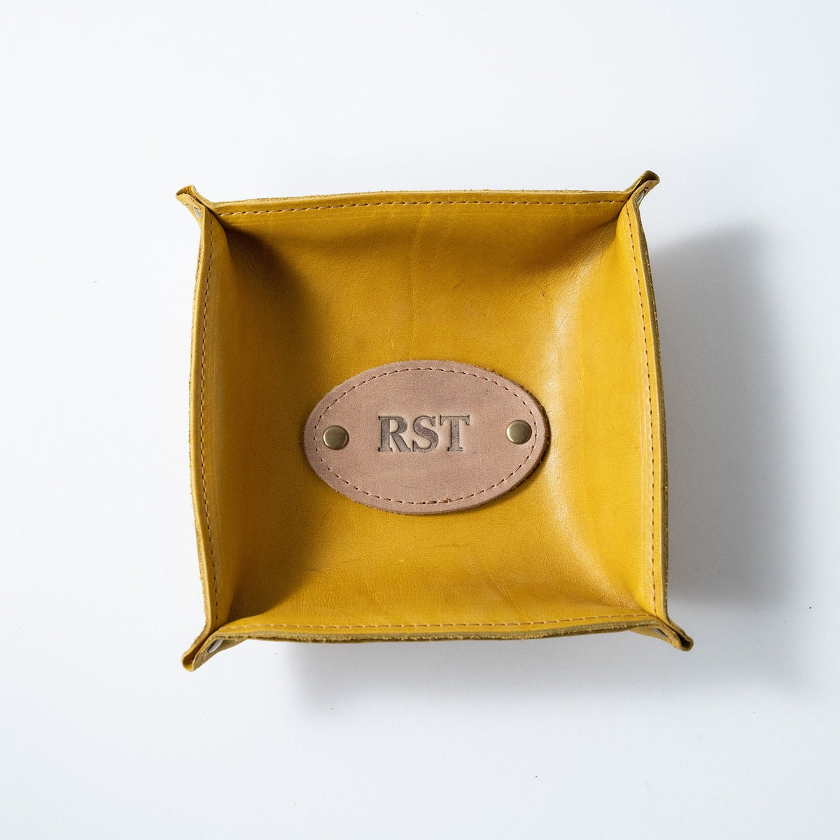 The Monticello Fine Leather Personalized Desk Valet Caddy Tray for Dresser or Office Gift