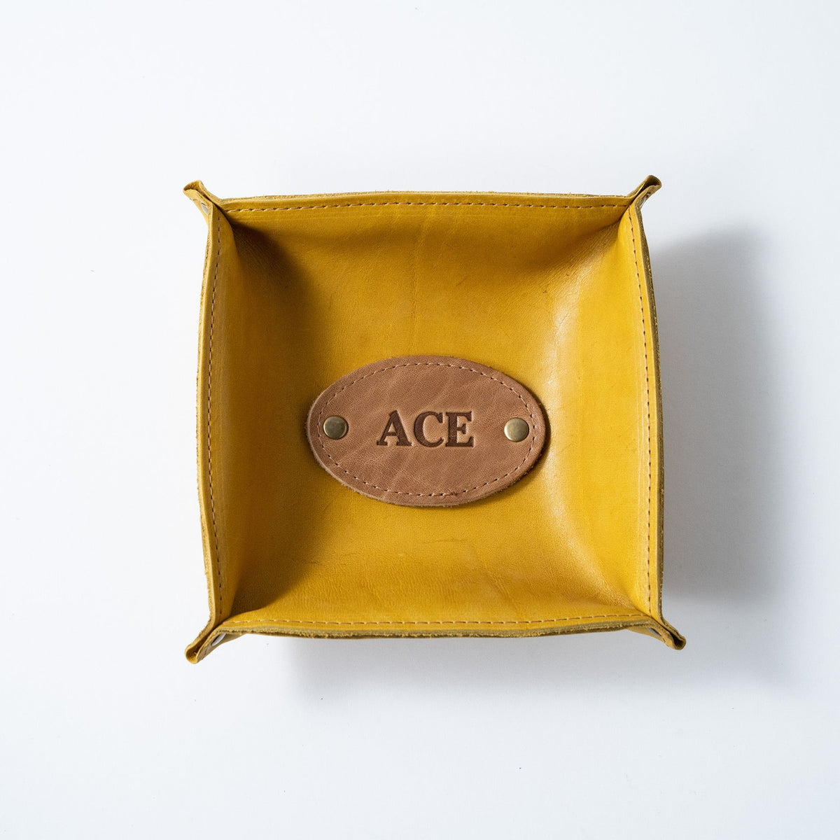 The Monticello Fine Leather Personalized Desk Valet Caddy Tray for Dresser or Office Gift