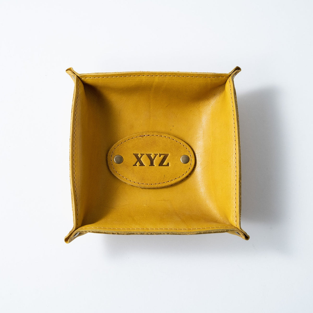 The Monticello Fine Leather Personalized Desk Valet Caddy Tray for Dresser or Office Gift