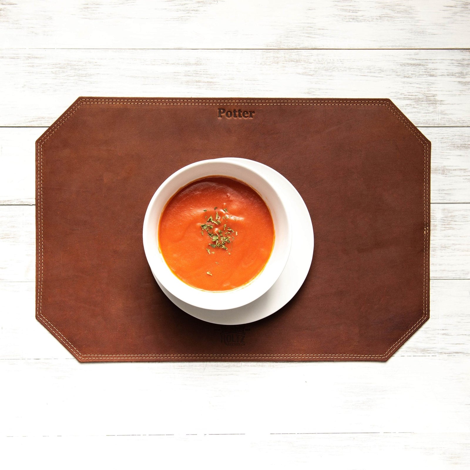 Beveled Edge Personalized Fine Leather Placemat - Shoporiaz
