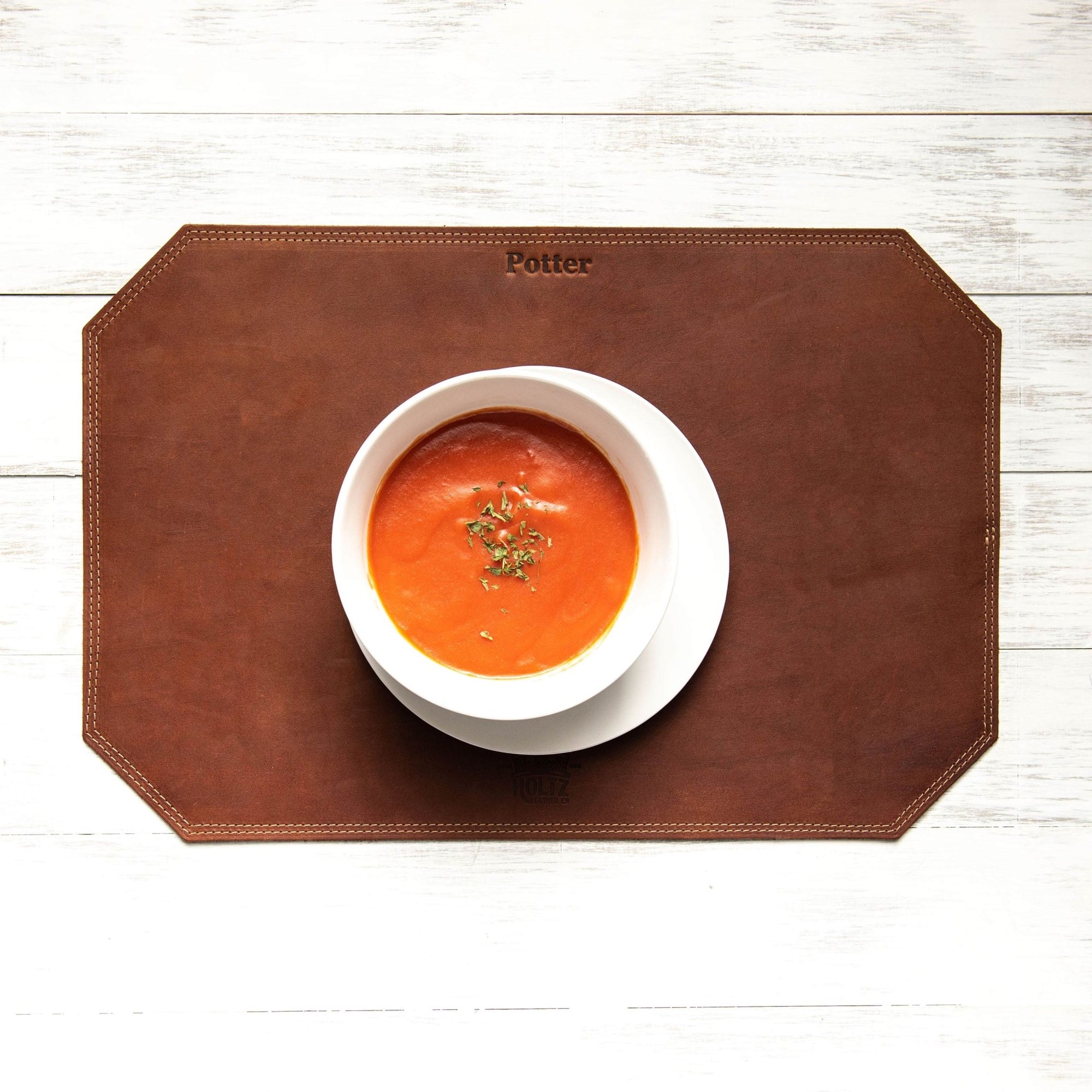 Beveled Edge Personalized Fine Leather Placemat - Shoporiaz