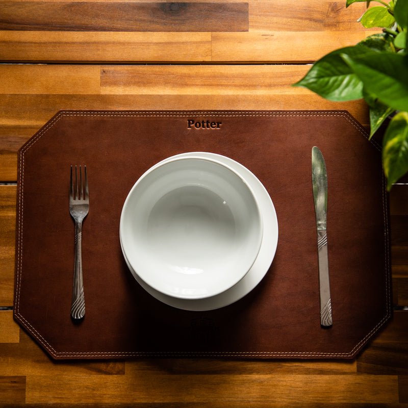 Beveled Edge Personalized Fine Leather Placemat - Shoporiaz