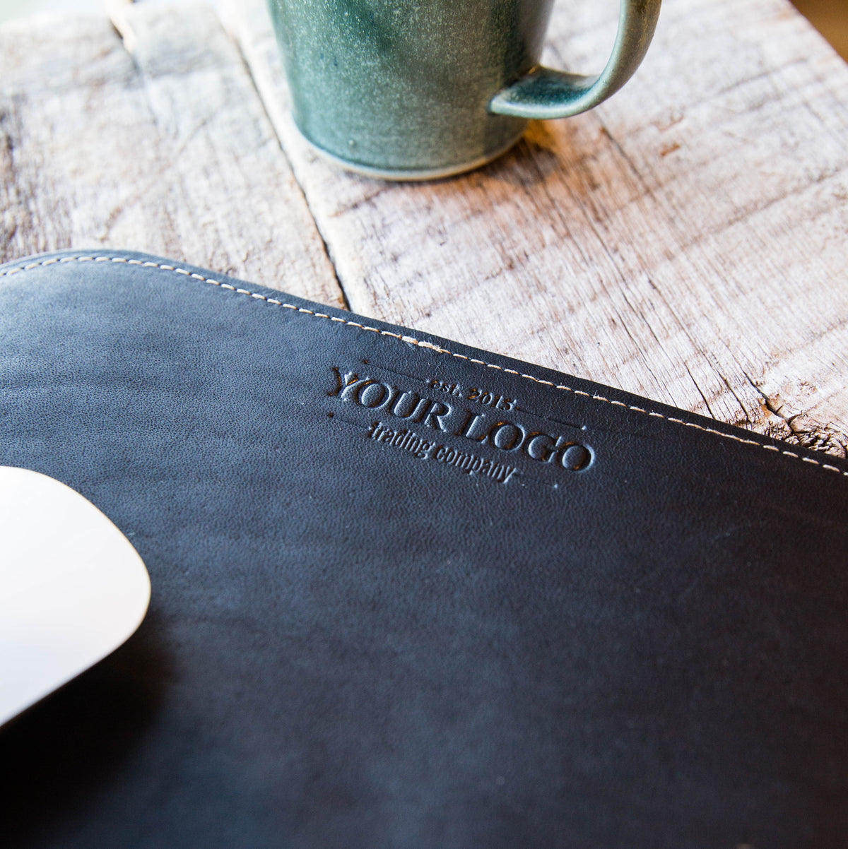 Your Logo + Our Leather - The Architect Fine Leather Mouse Pad Mousepad Office Accessories - Custom Logo and Corporate Gifting