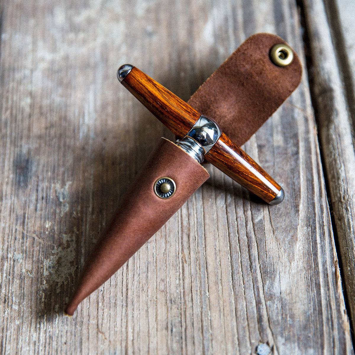 The Vino Personalized Hand Turned Wine Bottle Stopper Corkscrew & Leather Sleeve