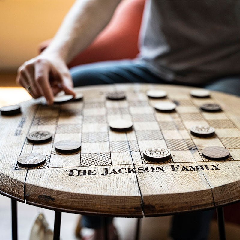 Personalized Tennessee Whiskey Barrel Checkerboard Game Table Set - Shoporiaz