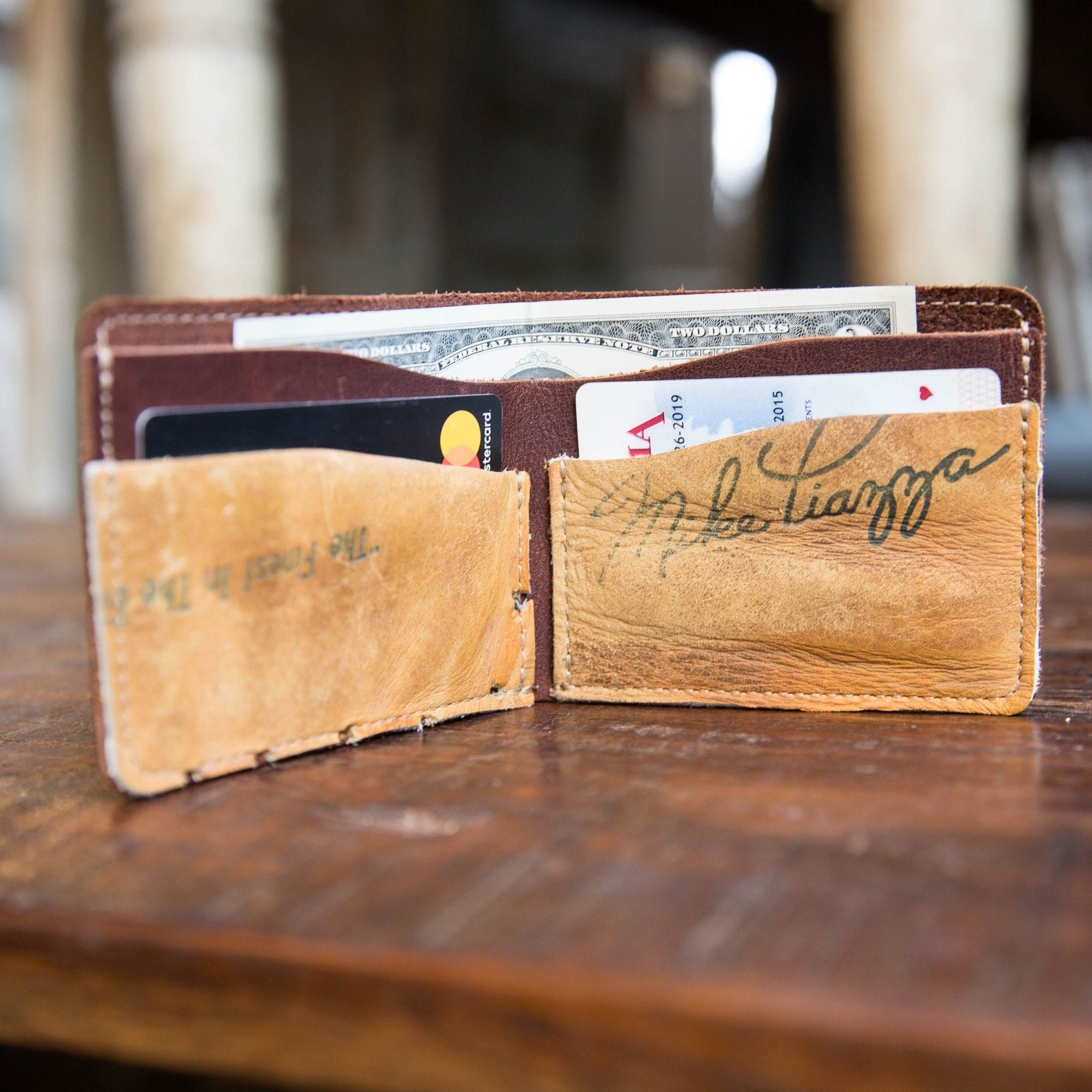 The Behemoth of Bust ~ VINTAGE BASEBALL GLOVE BIFOLD WALLET - Shoporiaz