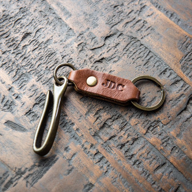 The Big Bass Personalized Fine Leather Keychain Fish Hook Key Ring Holder - Shoporiaz